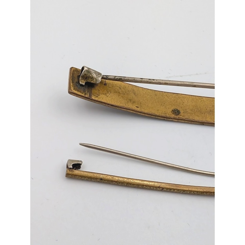 Antique Victorian WEHCO Engraved Monogram and Unbranded Bar Pin Lot Gold Tone - Picture 8 of 12